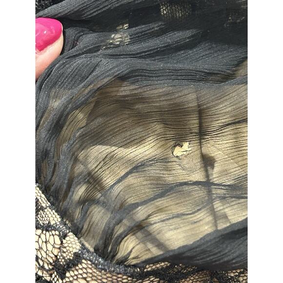 Tadashi Shoji Dress Size 12 Black Lacy Sheer Balloon Sleeve - Read Description - Picture 9 of 9